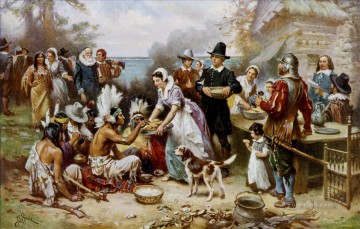 El primer Día de Acción de Gracias en el oeste de América Pinturas al óleo